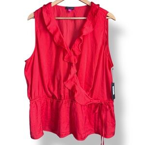 NWT Vince Camuto Ruffle Wrap Sleeveless Blouse Women’s 3X Coral Pink